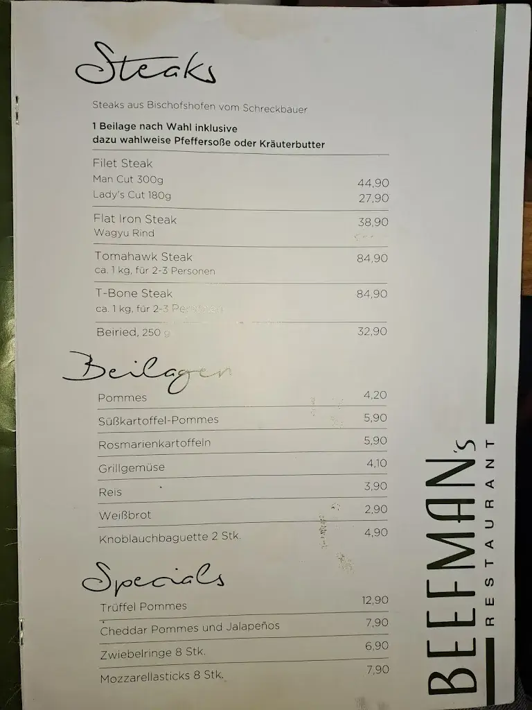 Menu_Beefman's Restaurant_Bischofshofen_image_3