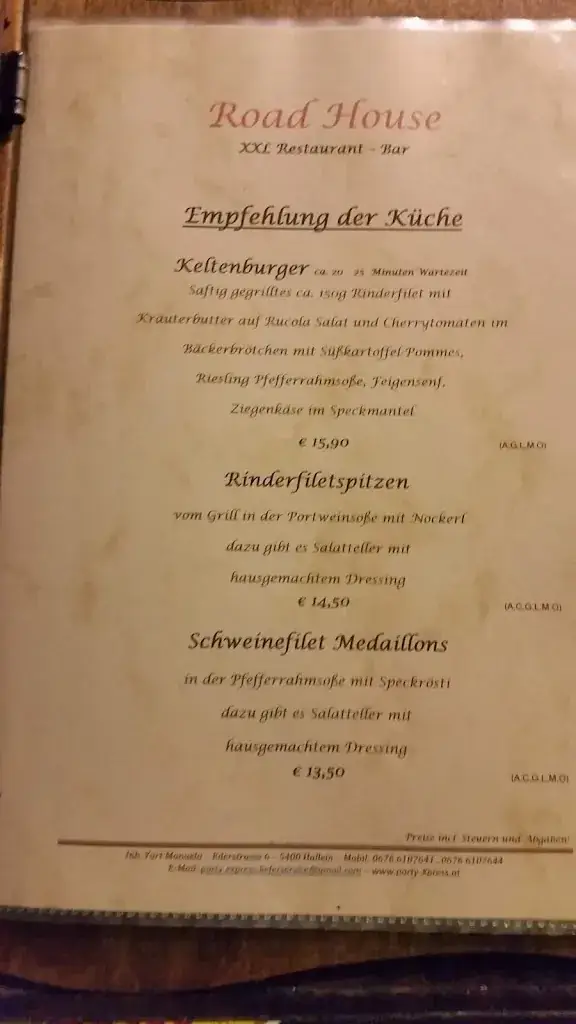 Menu_Road House XXL Restaurant_Hallein_image_1