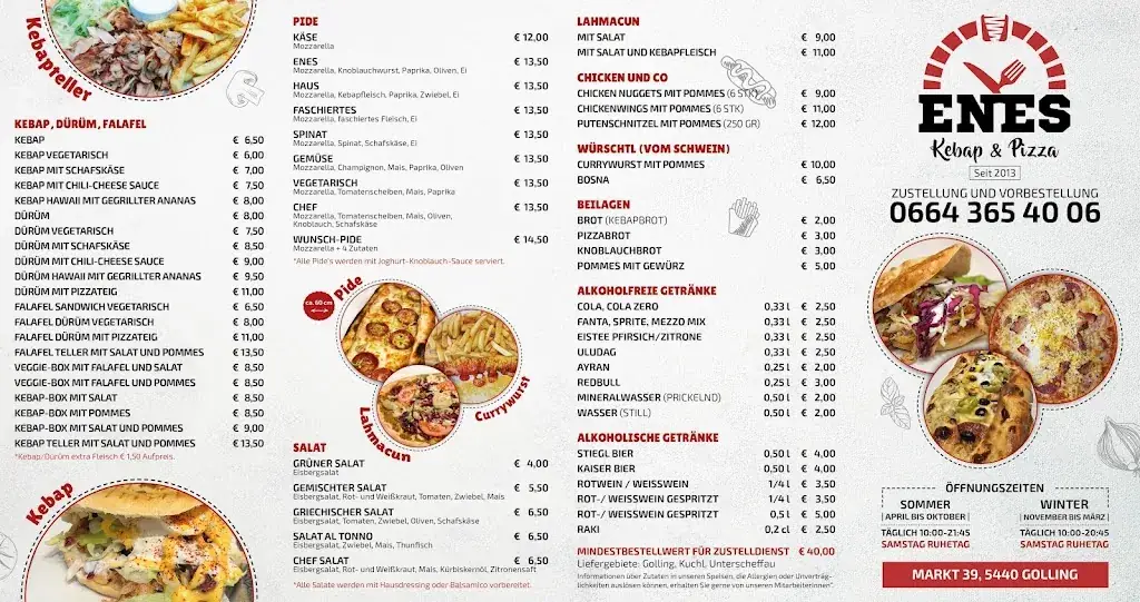Menu_Enes Kebap Pizza | italienische und türkische Spezialitäten_Golling an der Salzach_image_1