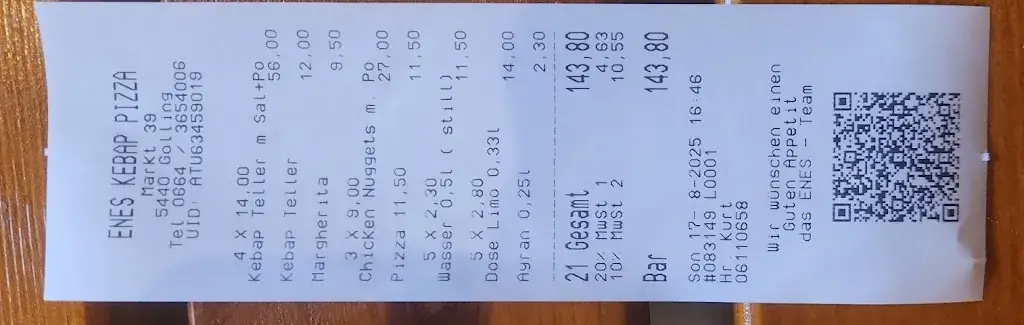 Ilia G_Enes Kebap Pizza | italienische und türkische Spezialitäten_Golling an der Salzach_avis