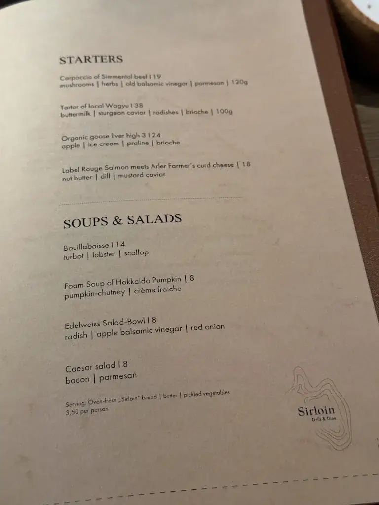 Menu_Sirloin Grill & Dine_Grossarl_image_1