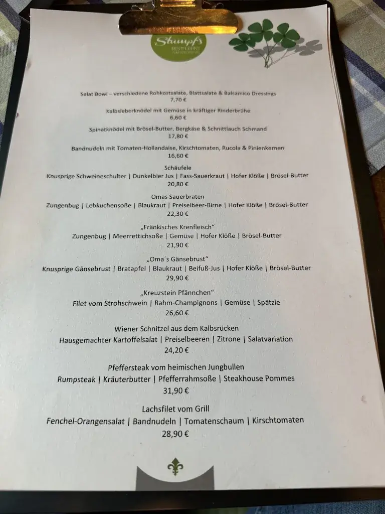 Menu_Stumpf's Restaurant 