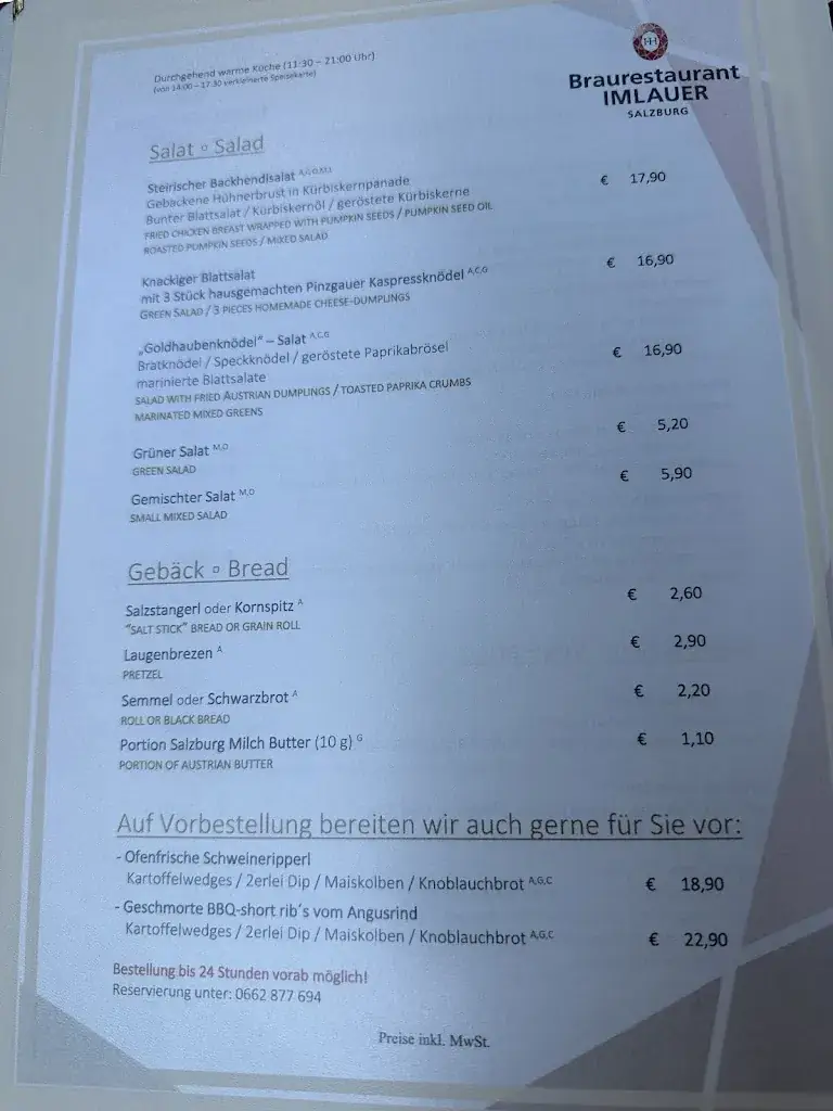 Menu_Braurestaurant IMLAUER_Lehen_immagine_1