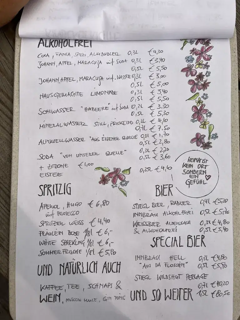 Menu_Wirtshaus SchüttAlm_Kleinarl_immagine_1