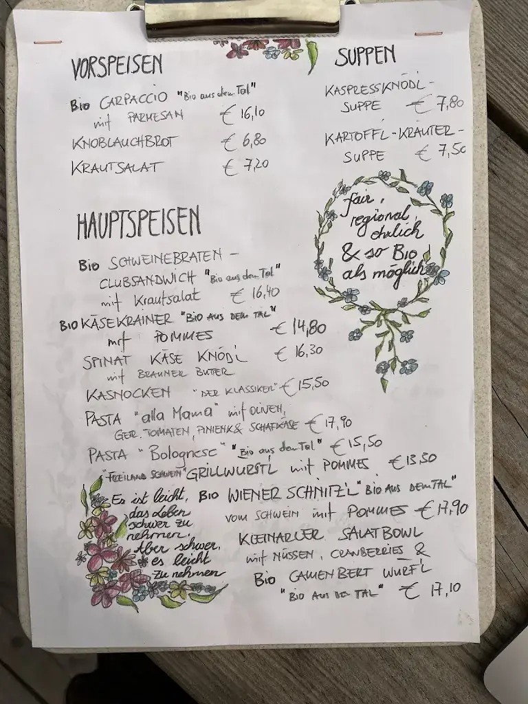 Menu_Wirtshaus SchüttAlm_Kleinarl_immagine_2
