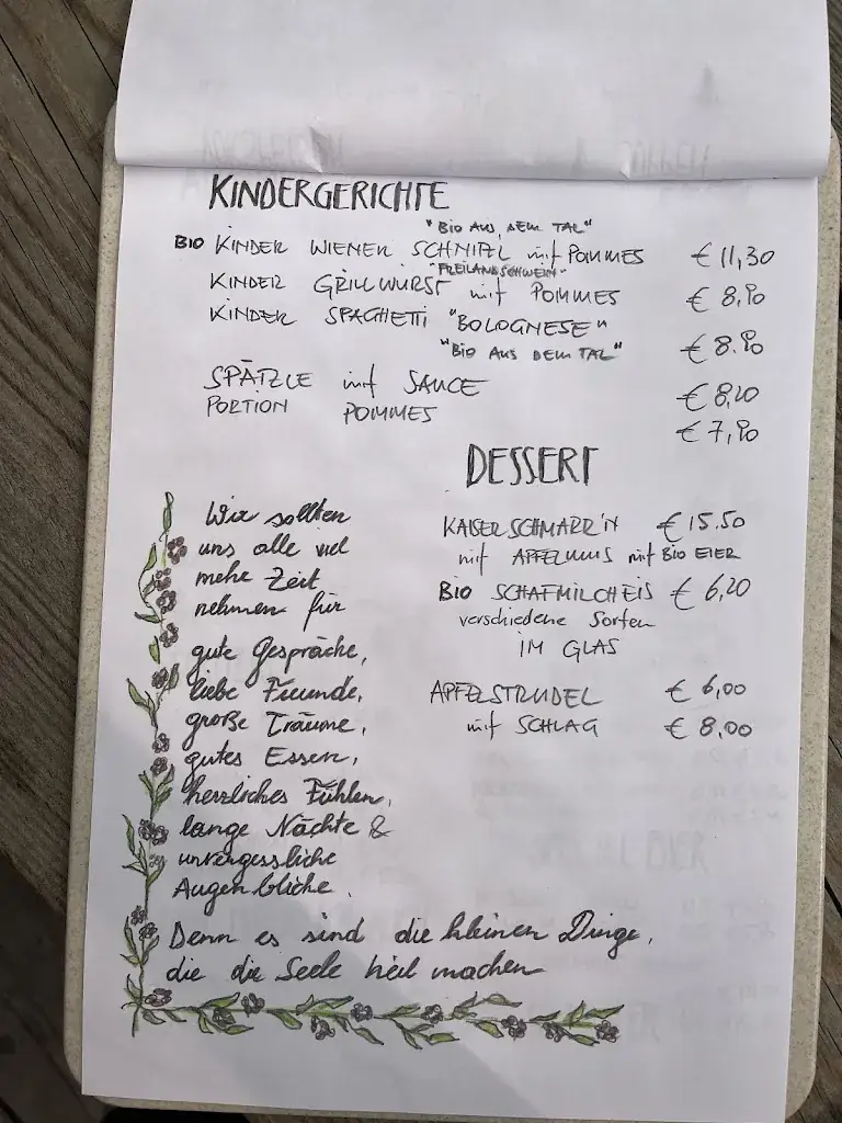 Menu_Wirtshaus SchüttAlm_Kleinarl_immagine_3