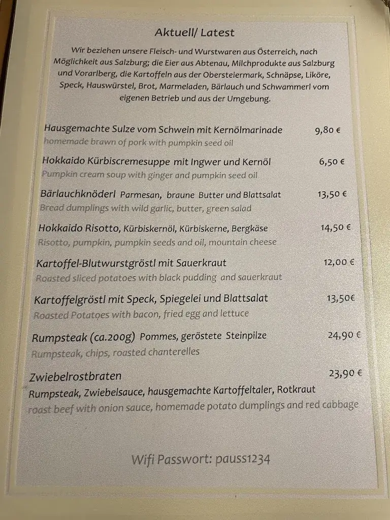 Menu_Gasthaus /Jausenstation Pauss Bauer_Mühlbach am Hochkönig_immagine_2