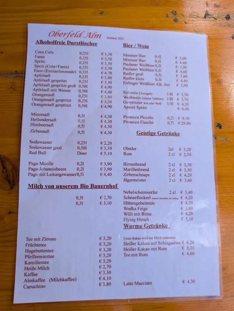 Menu_Oberfeld Alm_Mauterndorf_immagine_1