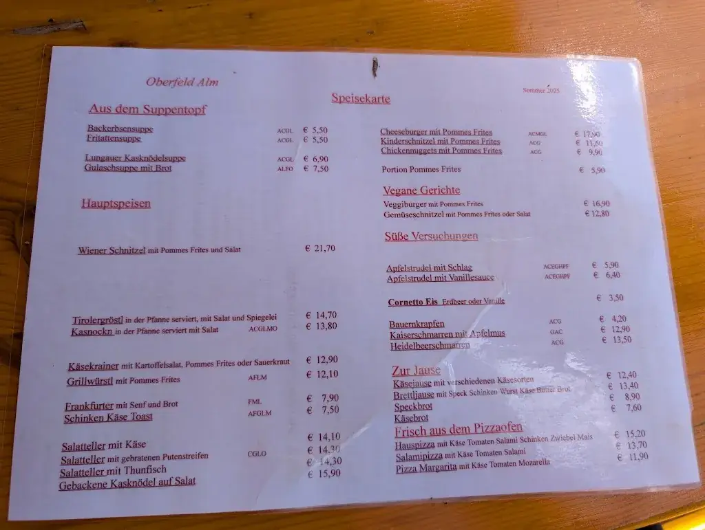 Menu_Oberfeld Alm_Mauterndorf_immagine_2