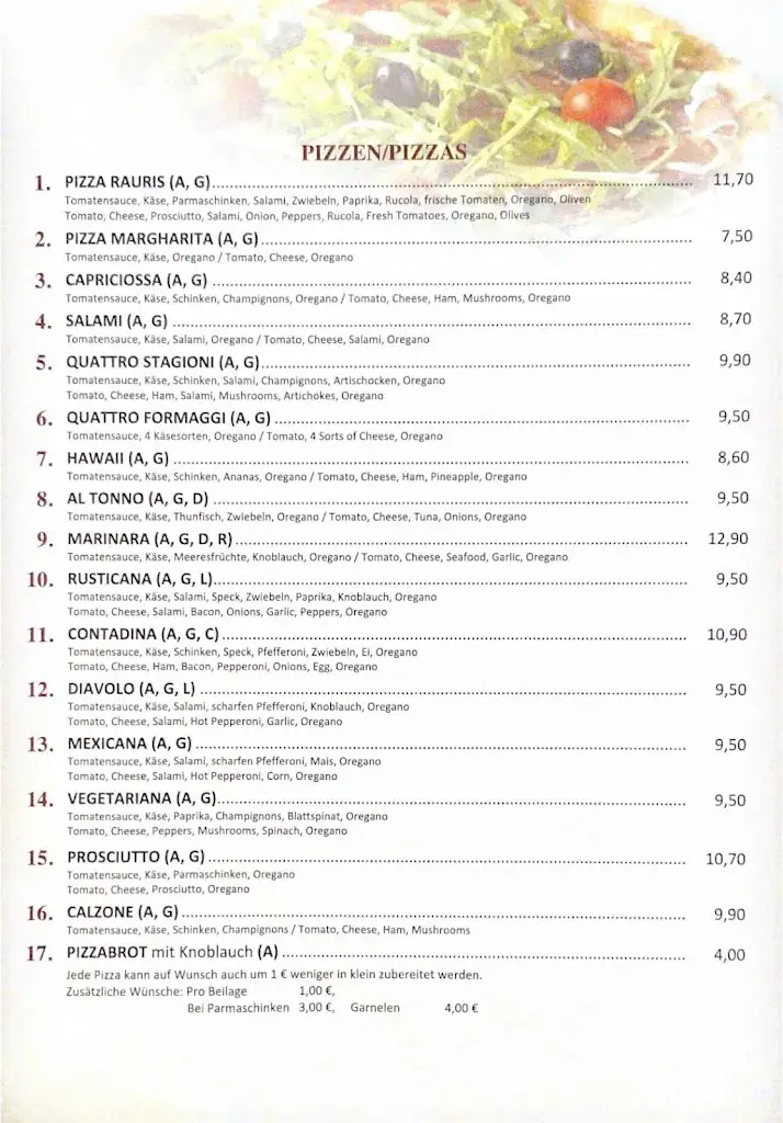 Menu_Stadl Cafe Restaurant Pizzeria_Rauris_immagine_3