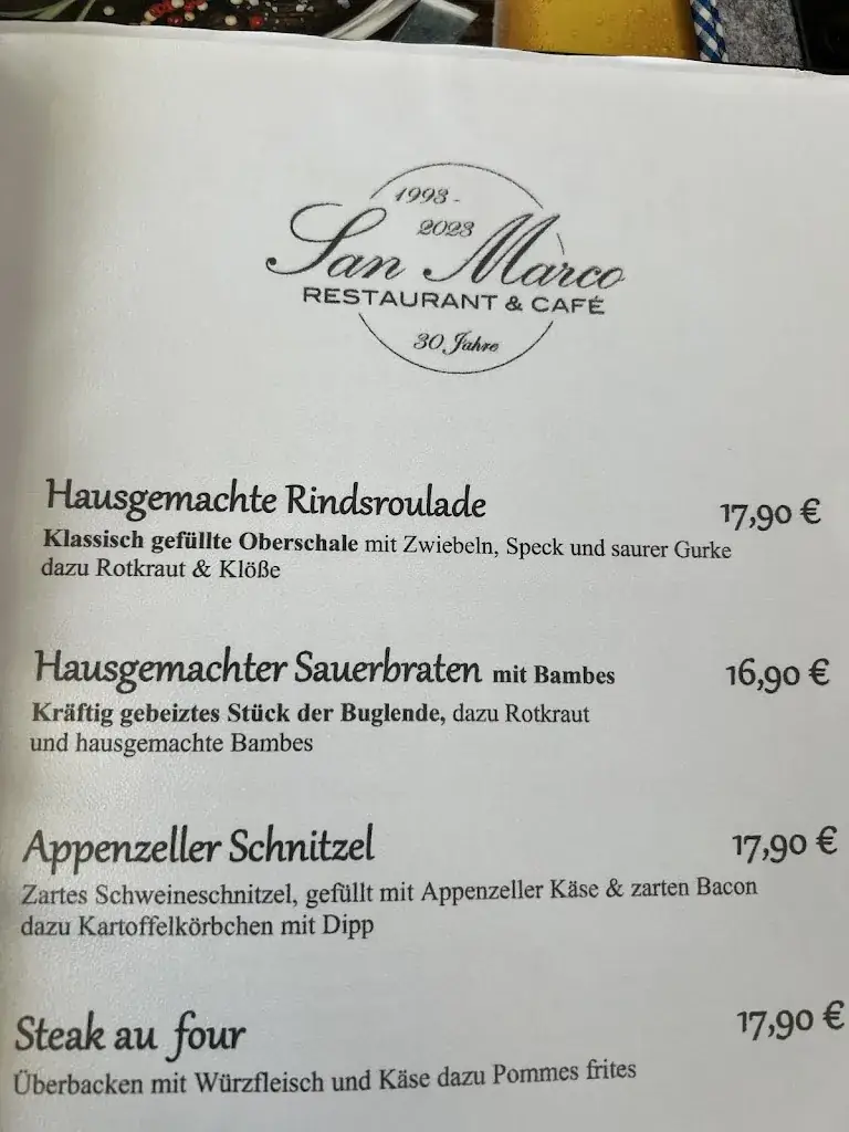 Menu_Restaurant & Café San Marco_Reinbach_image_1