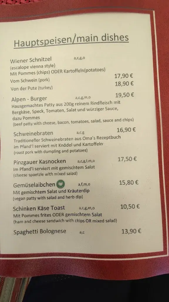 Menu_Gasthaus Großunterbergalm_Politischer Bezirk Sankt Johann im Pongau_image_1