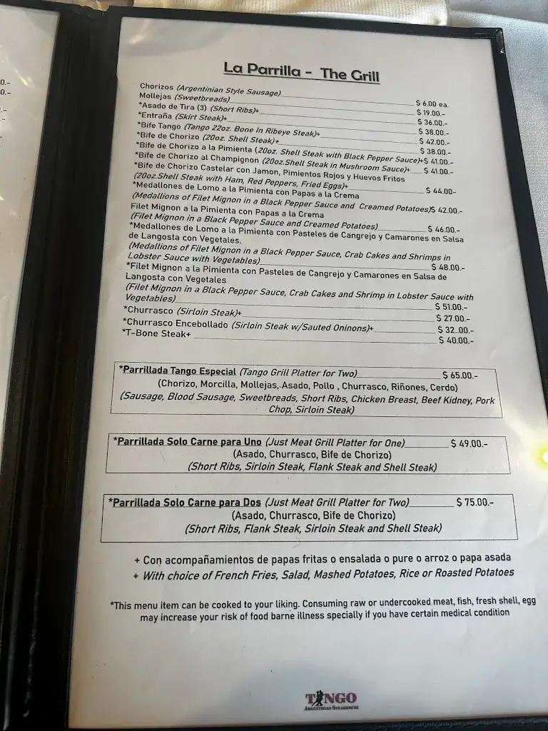 Menu_Tango Argentinian Steakhouse_Oslip_image_2