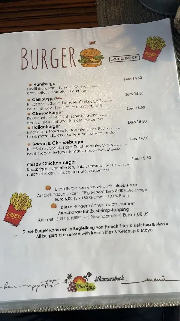 Menu_Beach Club - Thumersbach_Thumersbach_immagine_1