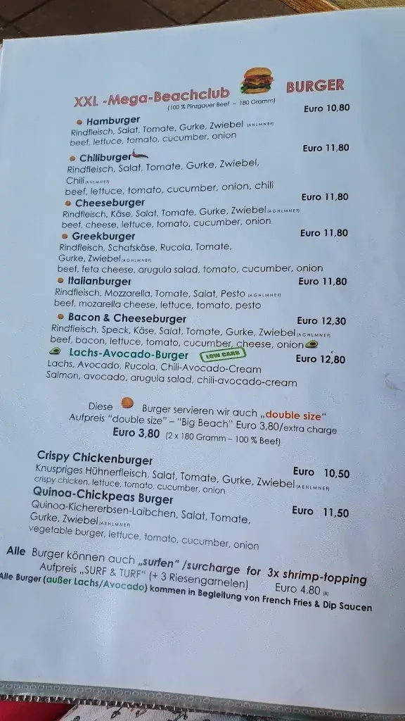 Menu_Beach Club - Thumersbach_Thumersbach_immagine_3