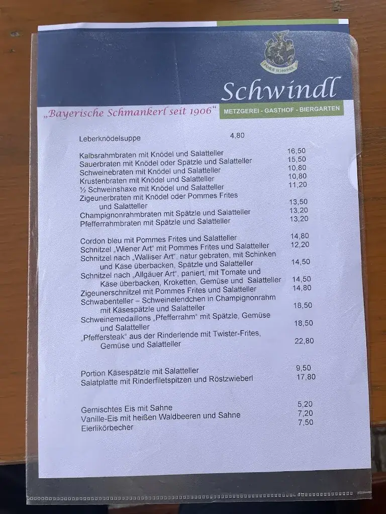 Menu_Johann Schwindl Gaststätte_Viehhausen_image_1