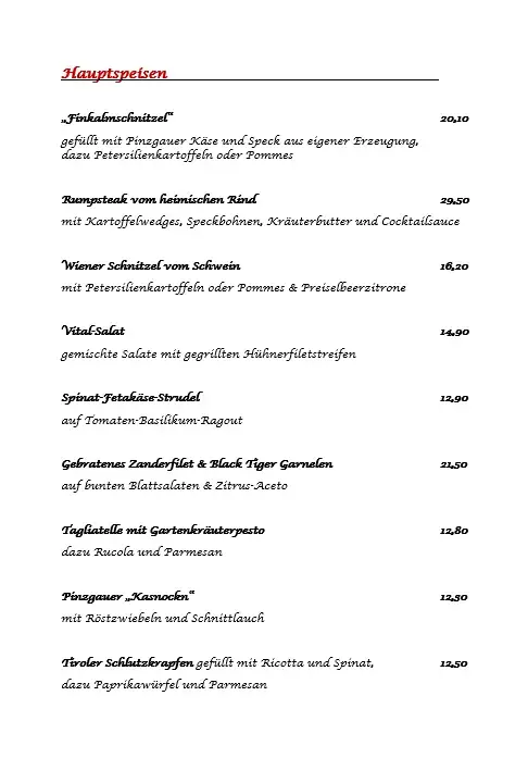 Menu_Gasthof Finkenhof_Wald im Pinzgau_image_1