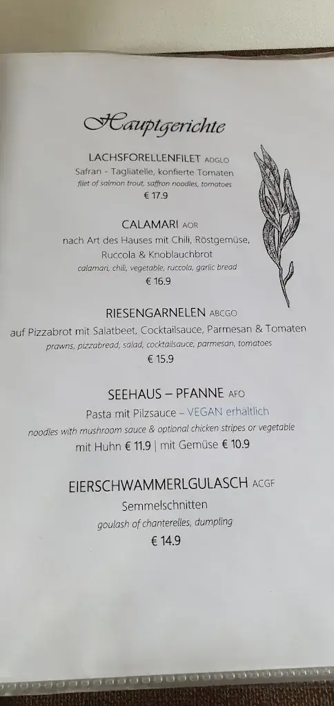 Menu_Restaurant Seehaus Puchleitner GmbH_Auersbach_immagine_1