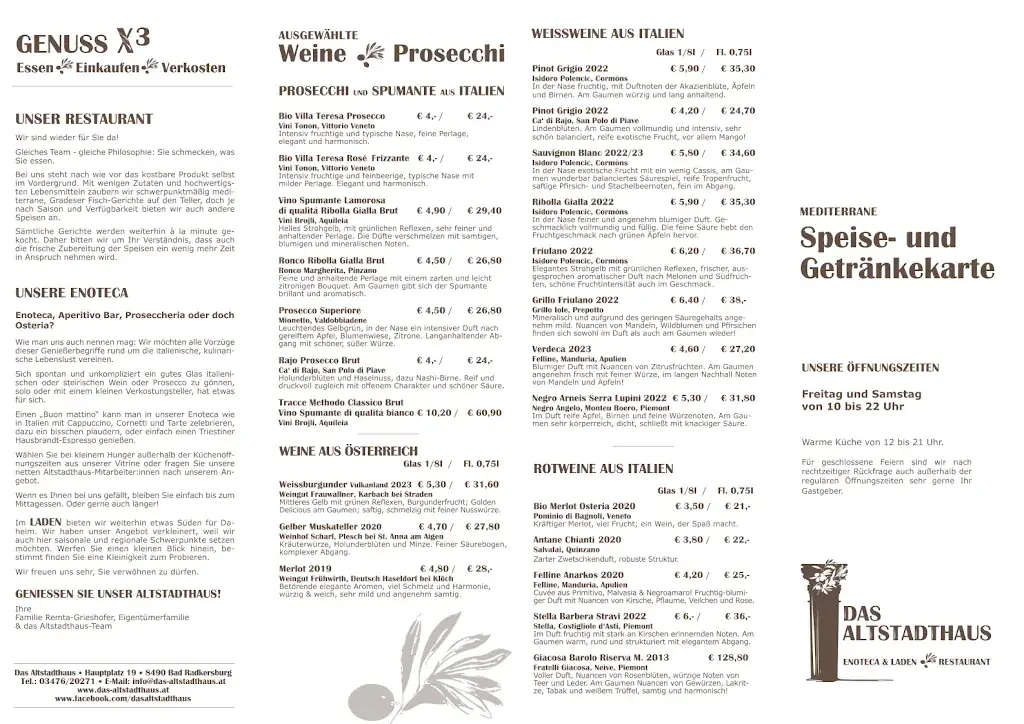 Menu_Das Altstadthaus - Enoteca, Verkaufsladen, Restaurant_Bad Radkersburg_immagine_2
