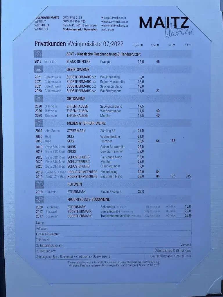 Menu_Weingut Wirtshaus Weinhotel Wolfgang Maitz_Ehrenhausen_image_1