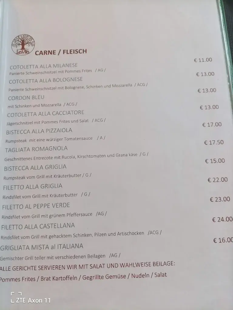 Menu_LA VITA Italian Restaurant_Eppenstein_immagine_1