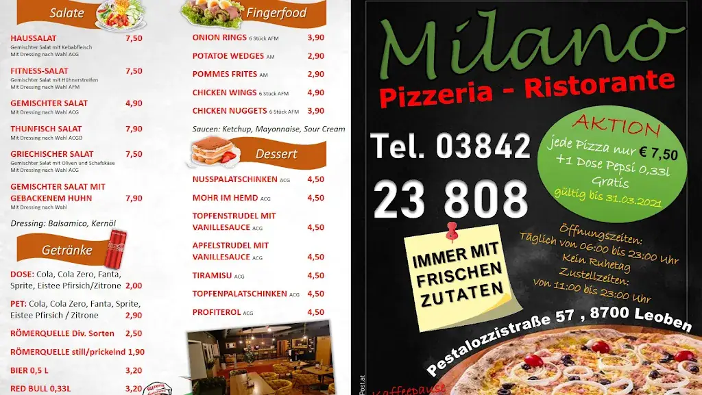 Menu_Milano Pizzeria Ristorante Leoben_Donawitz_immagine_2