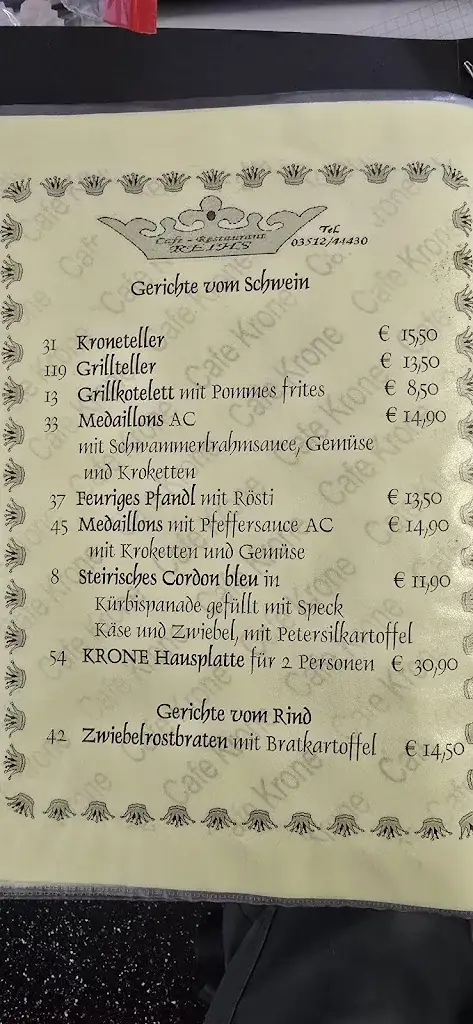 Menu_Cafe-Restaurant Krone_Feistritz bei Knittelfeld_image_2