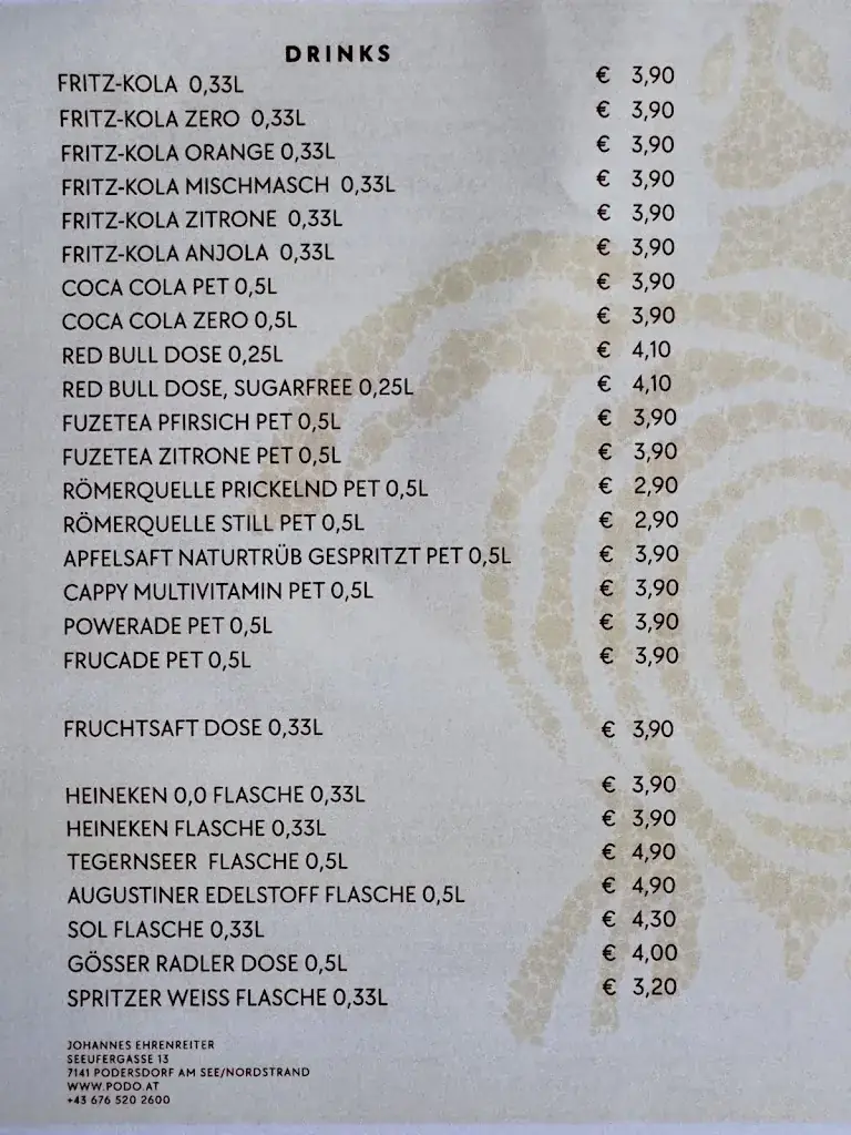 Menu_PODO Beach Cantina_Podersdorf am See_immagine_4