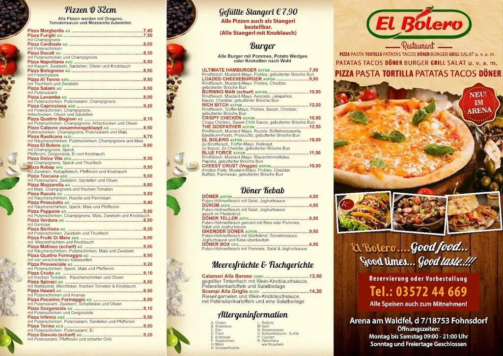 Menu_El Bolero Pizzeria Restaurant_Fohnsdorf_immagine_2