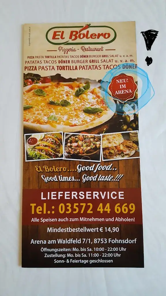 Menu_El Bolero Pizzeria Restaurant_Fohnsdorf_immagine_3