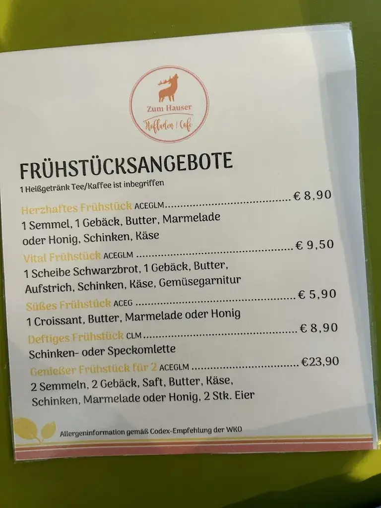 Menu_Zum Hauser Cafe / Hofladen / Restaurant_Flatschach_immagine_1