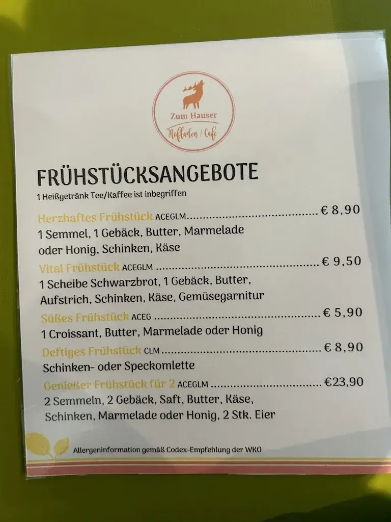 Menu_Zum Hauser Cafe / Hofladen / Restaurant_Flatschach_immagine_2
