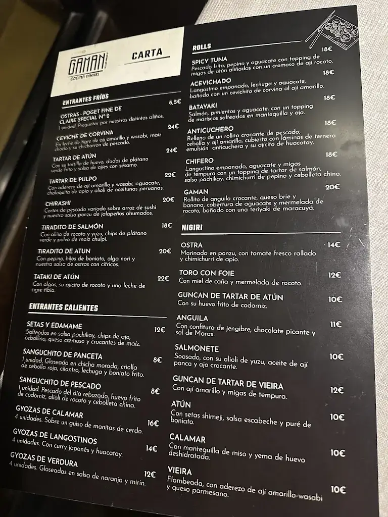 Menu_GAMAN I Restaurante Nikkei Madrid by Luis Arévalo_Gasen_image_2