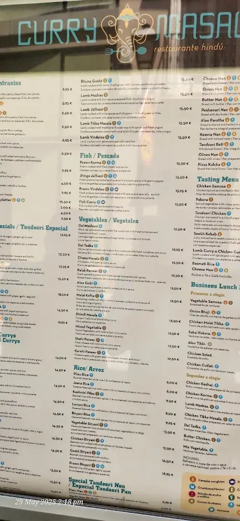 Menu_Curry Masala Restaurante Hindú_Garanas_immagine_1