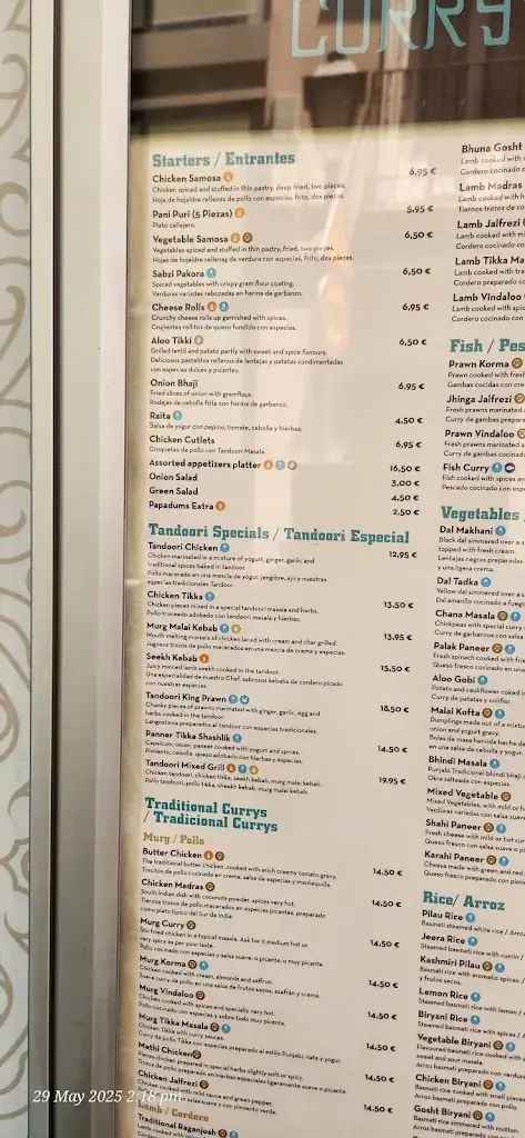 Menu_Curry Masala Restaurante Hindú_Garanas_immagine_2