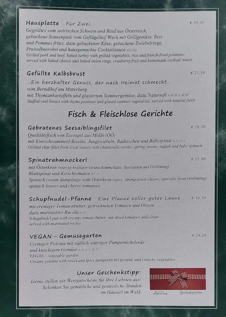 Menu_Restaurant Häuserl im Wald_Großsölk_immagine_1