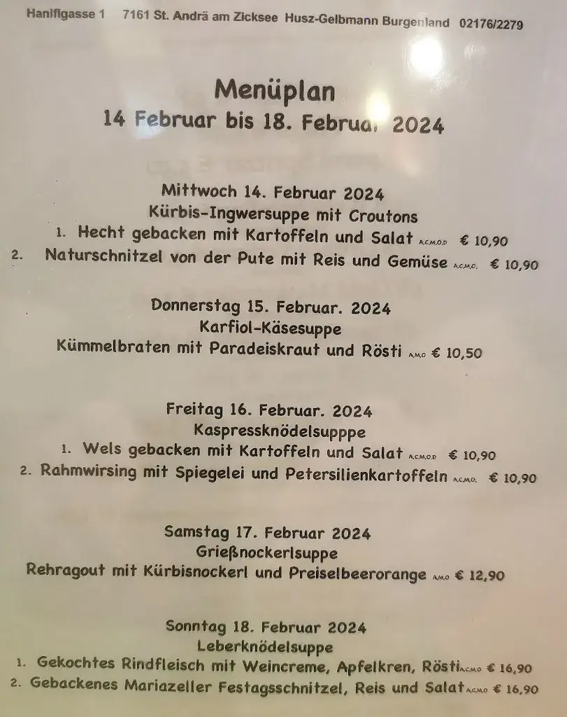 Menu_Gasthof zur Linde_Sankt Andrä am Zicksee_immagine_1