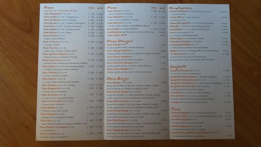 Menu_STARS Restaurant Pizzeria Cafe_Hitzendorf_image_2