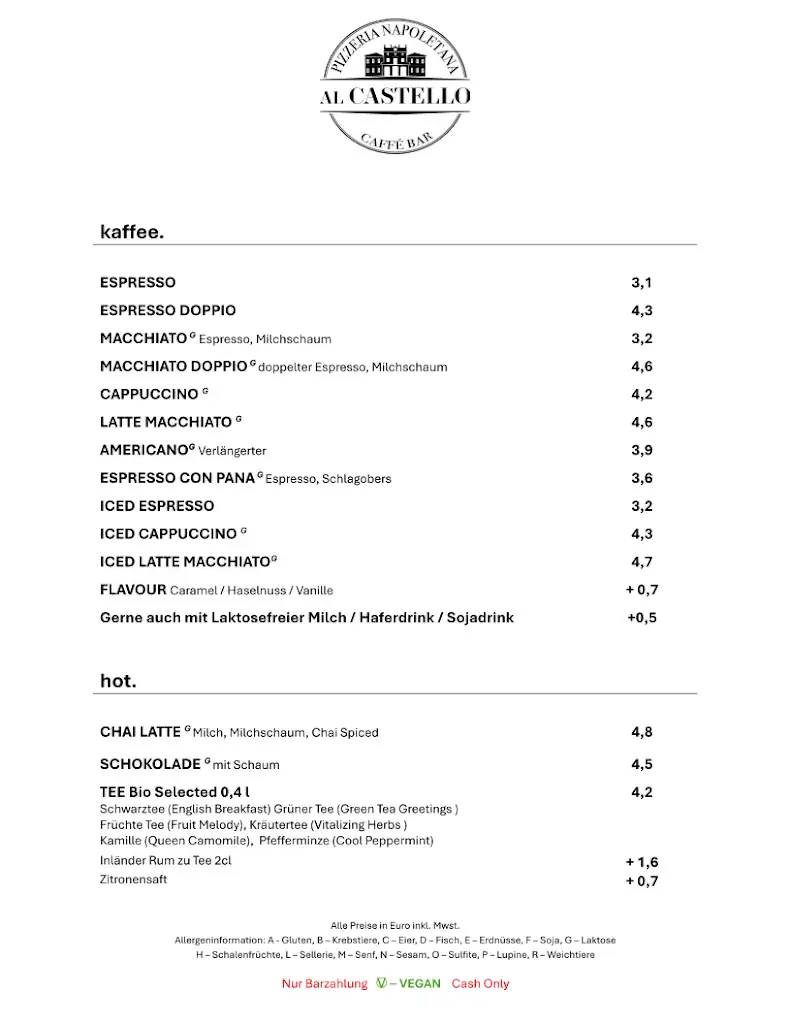 Menu_Al Castello - Pizzeria Napoletana_Hetzendorf_image_1