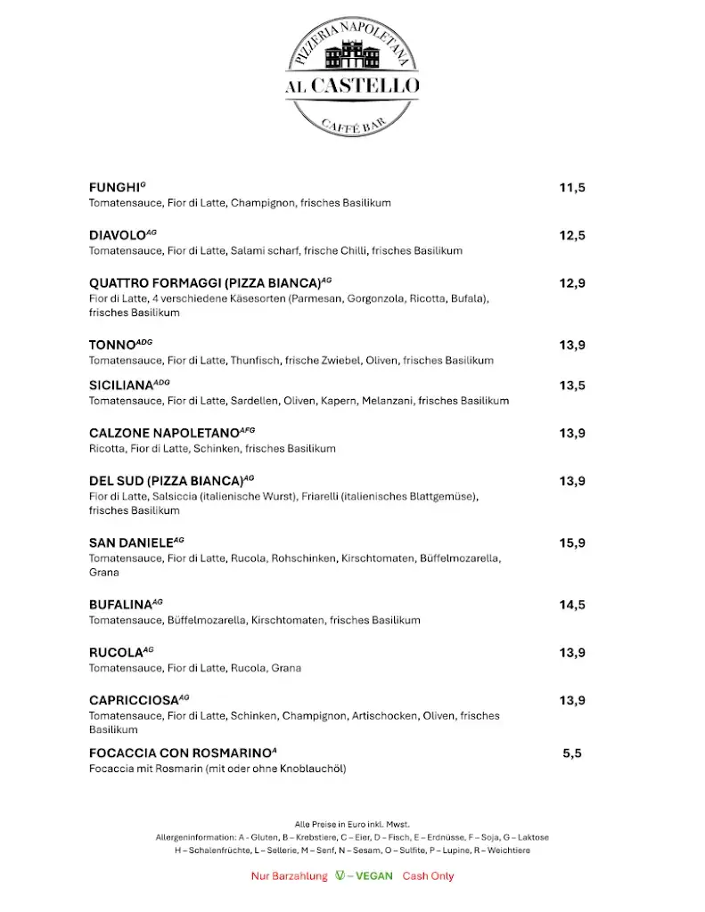 Menu_Al Castello - Pizzeria Napoletana_Hetzendorf_image_3