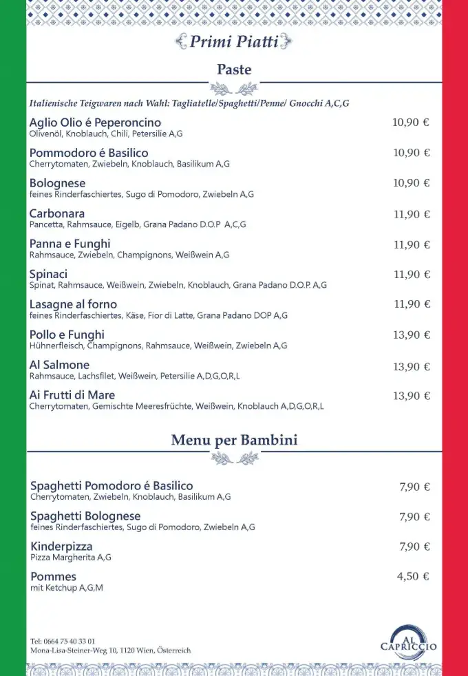 Menu_Al Capriccio_Hetzendorf_image_2