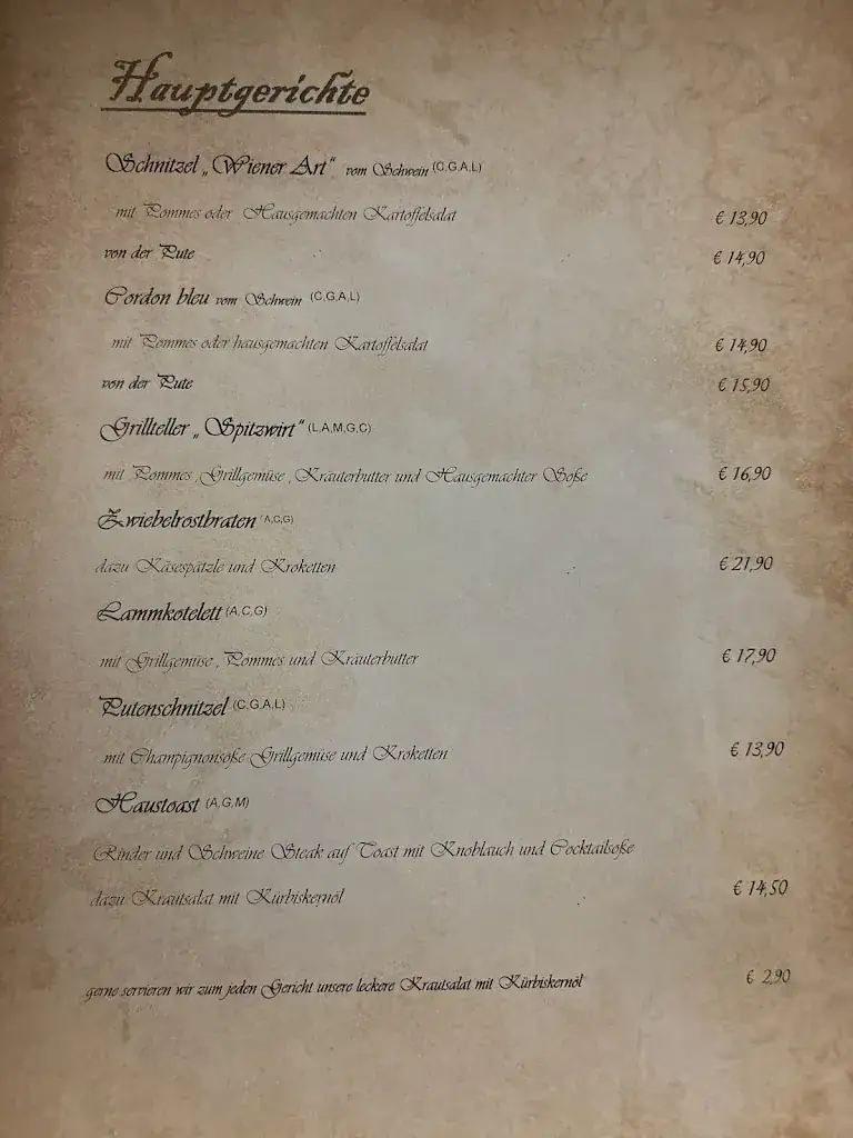 Menu_Gasthaus - Pizzeria Spitzwirt_Kaindorf_immagine_1