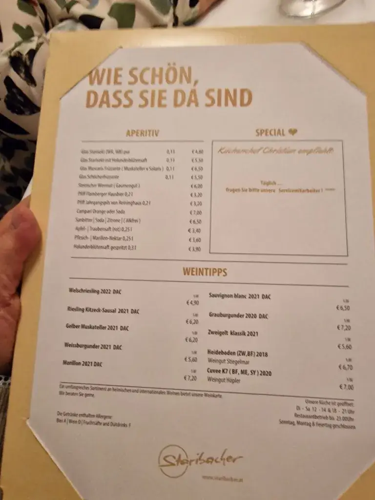 Menu_Restaurant Staribacher Südsteiermark_Kaindorf an der Sulm_image_1