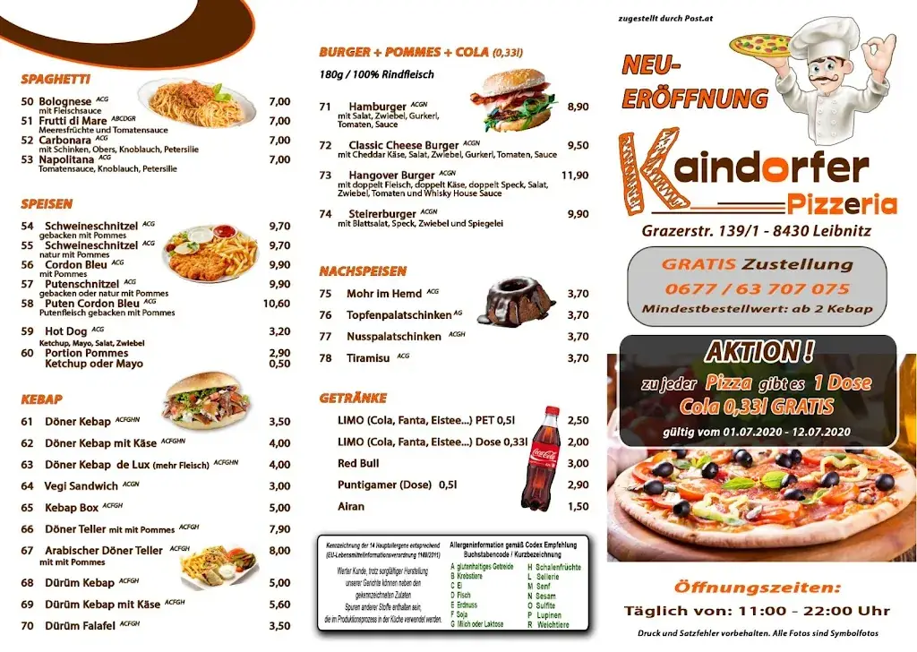 Menu_Kaindorfer pizzeria_Kaindorf an der Sulm_image_1