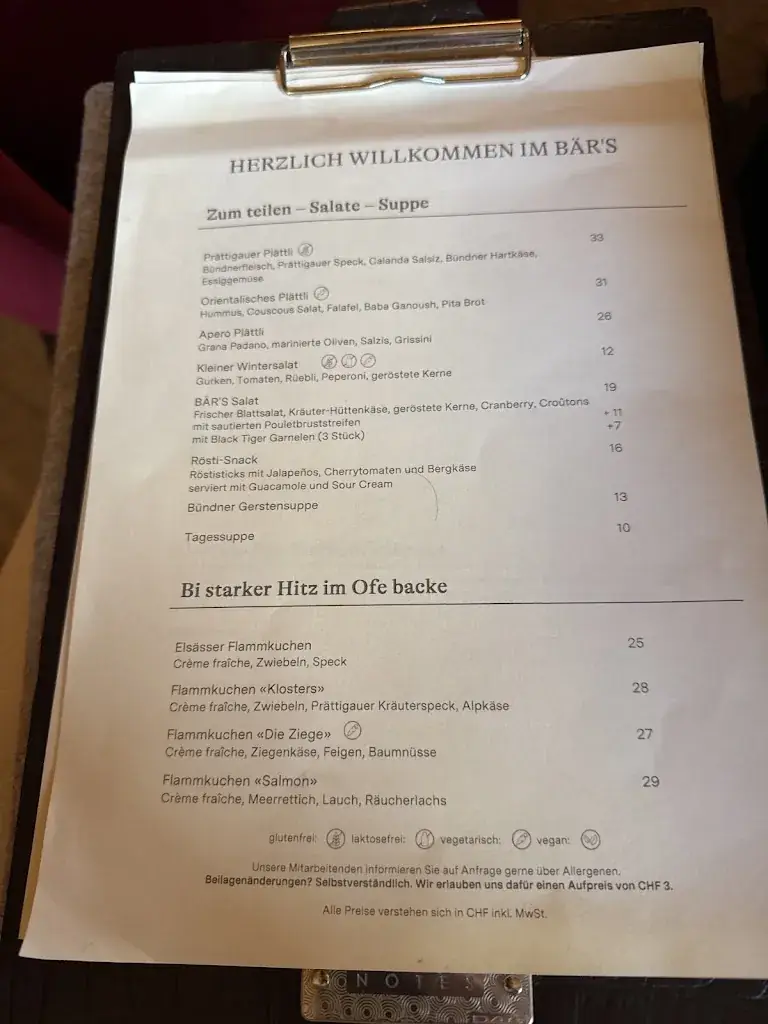 Menu_BÄR'S Café Bistro Lounge_Kloster_immagine_2