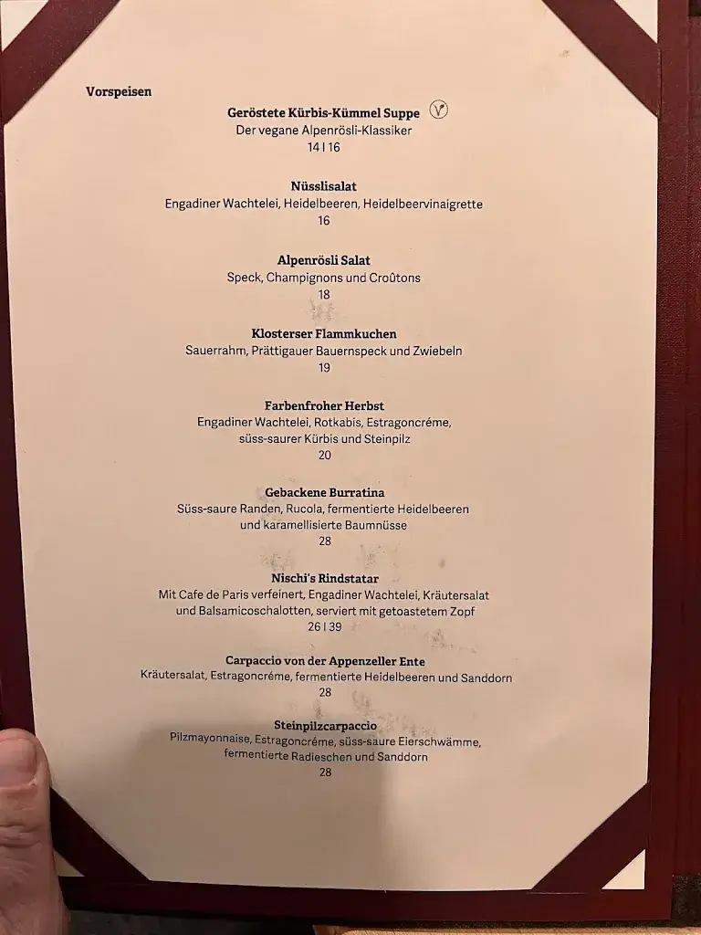 Menu_Berghaus Alpenrösli_Kloster_immagine_2