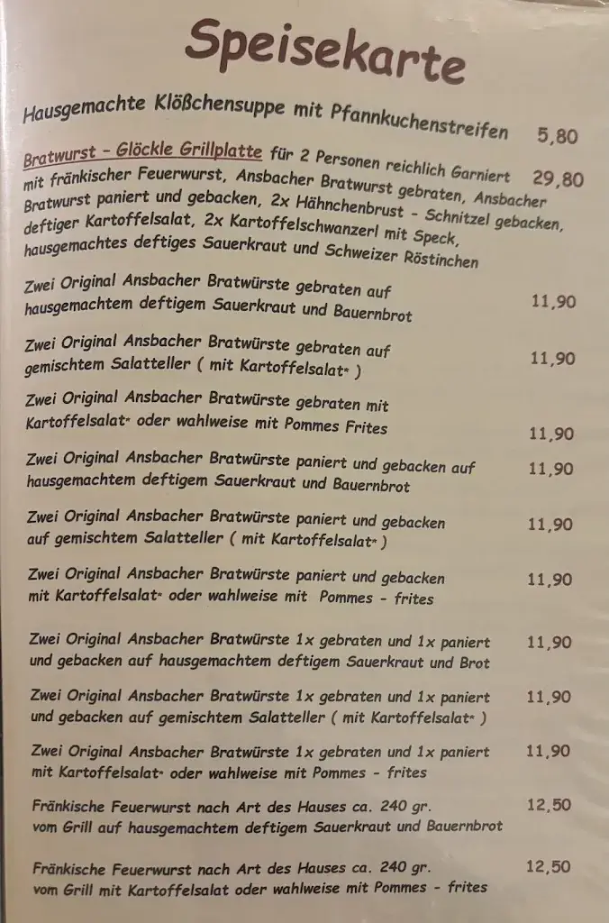 Menu_Restaurant Bratwurst Glöckle Ansbach_Merkendorf_immagine_3