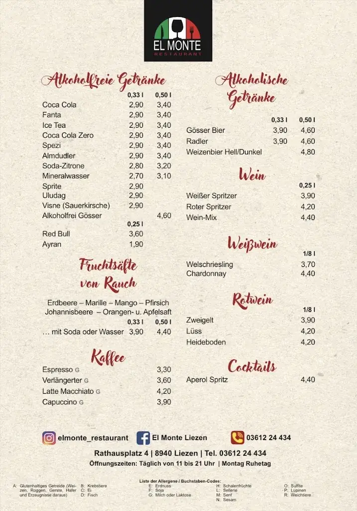 Menu_Restaurant El Monte_Liezen_image_1