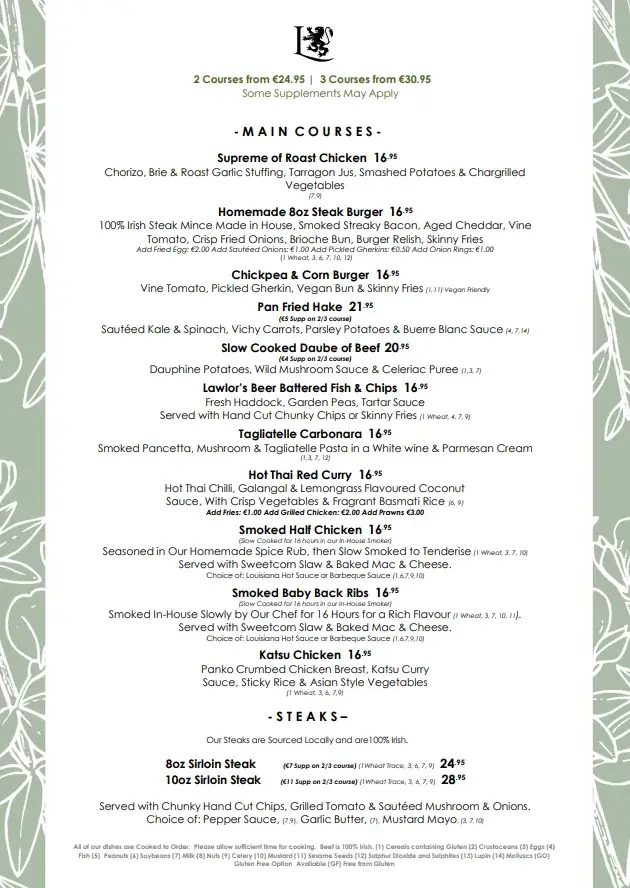 Menu_The Bistro @ Lawlor's_Naas_image_1