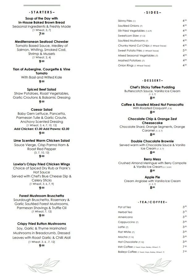 Menu_The Bistro @ Lawlor's_Naas_image_2